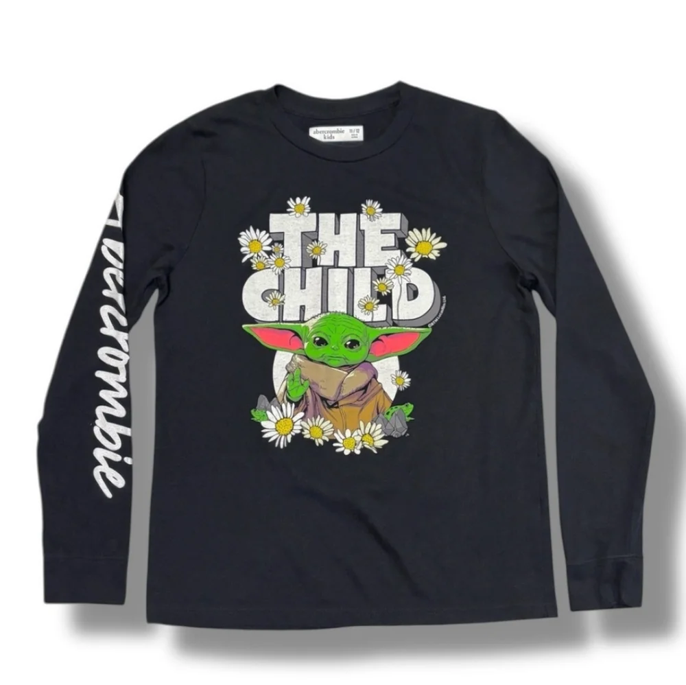 ABERCROMBIE KIDS Black Crew Neck Long Sleeve Graphic Shirt “The Child”